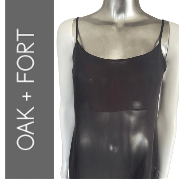 Oak + Fort  Sheer Slip Dress Black Spaghetti Strap Black Slip Small - Picture 5 of 6
